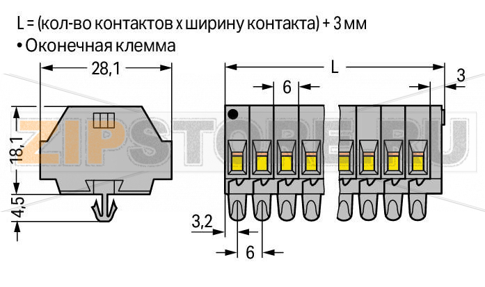 2-проводные клеммные колодки; с защелкивающимися монтажными ножками; для толщины пластины 0,6 - 1,2 мм; Крепежное отверстие 3,5 мм O; также совместимы с алюминиевой рейкой 210-154 или монтажным держателем 209-123 для DIN-рейки 35 мм; 3-пол.; 2,50 mm; сер 