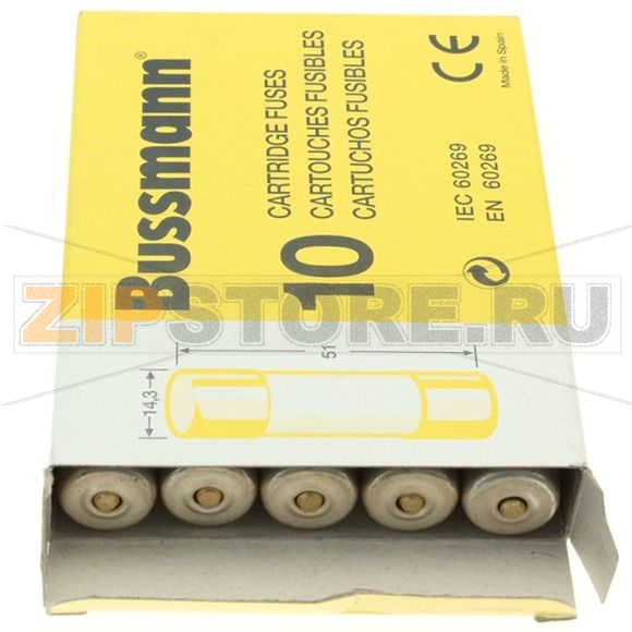 Предохранитель, 2 A, AC 690 В, 80 кА, 14x51 мм, gL/gG, IEC Eaton CYLINDRICAL FUSE 14x51 2A GG 6 