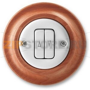 Выключатель жалюзи двухклавишный, белый фарфор/натуральное дерево вишня ABB 2CHK598834C4052 