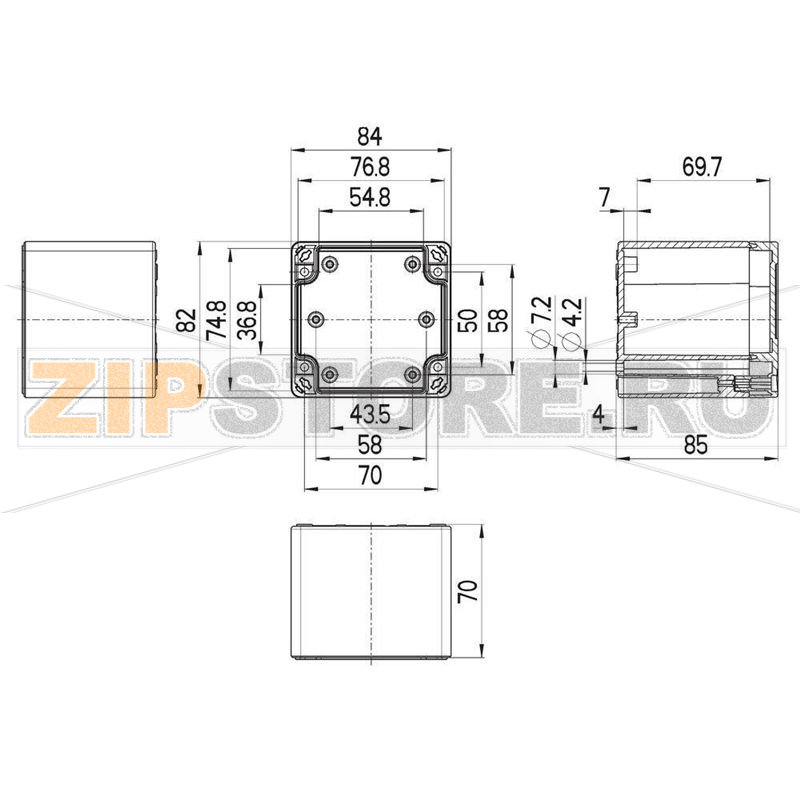 Корпус 84x82x85 мм, материал: поликарбонат, серый, 1 шт Spelsberg TG PC 88-9-o 
