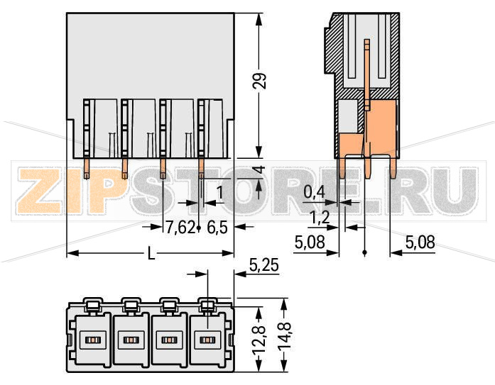 Вилка THT; 1.0 x 1.2 mm solder pin; прямые; 100% защита от неправильного подсоединения; Шаг контактов 7,62 мм; 6-пол.; светло-серые Wago 831-3606 Три вывода под пайку для каждого полюса обеспечивают высокий уровень электрической и механической стабильности100% защита от неправильного подсоединенияВозможны варианты кодировки...