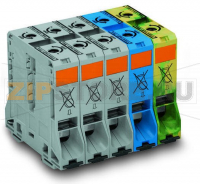 POWER CAGE CLAMP Трехфазный комплект; с сильноточными клеммами 95 мм; только на рейке DIN 35 x 15; медь; 95 мм; POWER CAGE CLAMP; 95,00 mm; серые, синие, желто-зеленые Wago 285-199
