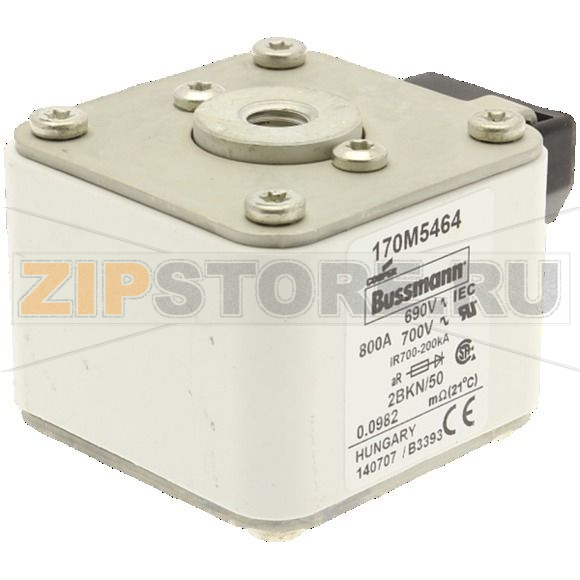 Предохранитель, 900 A, AC 690 В, 200 кА, size 2, aR, IEC UL Eaton FUSE 900A 690V 2BKN/50 AR UC 