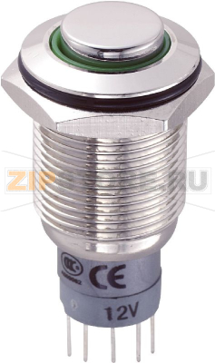 Кнопка антивандальная 250 В/AC, 3 А, 1 x вкл/вкл, с фиксацией, IP67, 1 шт TRU Components LAS2GQH-11ZE/G/12V/N/P 