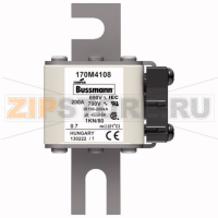 Предохранитель, 200 A, AC 690 В, 200 кА, DIN 1, 53x69x108 мм, aR, DIN, IEC Eaton FUSE 200A 690V