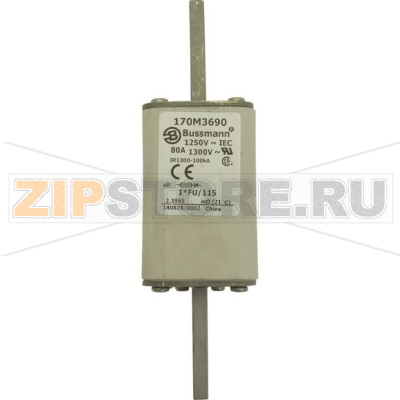 Предохранитель, 100 A, AC 1250 В, 100 кА, size 1, 45x45x156 мм, aR, IEC UL Eaton FUSE 100A 125 