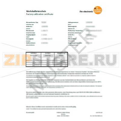 ISO сертификат о заводской калибровке для датчиков температуры 5 точек IFM ZC0017 