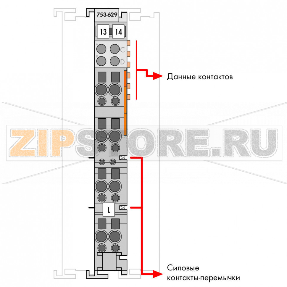 Пустой модуль; Пассивный; светло-серые Wago 753-629/020-000 