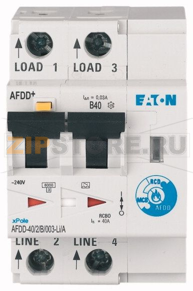 Устройство защиты от дуги, КЗ, токов утечки и перегрузки Eaton AFDD-40/2/B/003-LI/A 