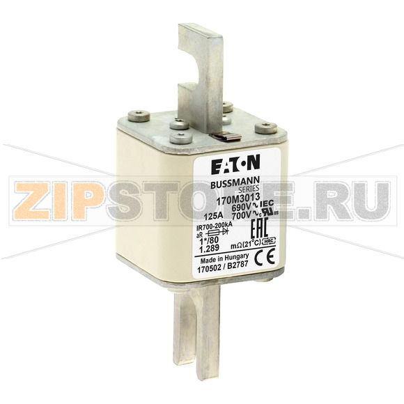 Предохранитель, 125 A, AC 690 В, 200 кА, DIN 1, 45x45x104 мм, aR, DIN, IEC Eaton FUSE 125A 690V 