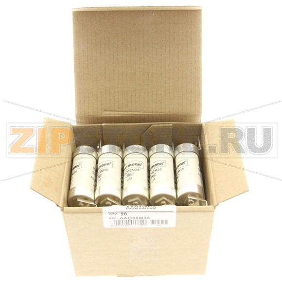 Предохранитель, 32 A, AC 500 В, 80 кА, BS88/A2, 22x85 мм, gM, BS Eaton 32M35 500V AC BS88 FUSE 
