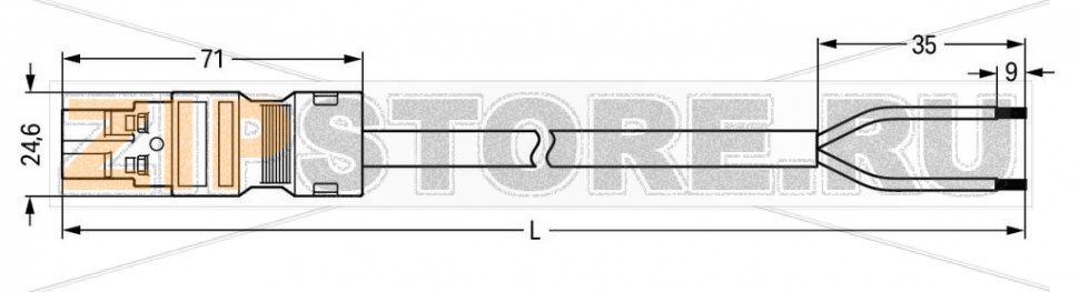 Кабель соединительный; Eca; штекер/открытый; 2-полюса; код. L; H05VV-F 2 x 1,5 мм; 8 m; 1,50 mm; темно-серые Wago 771-8982/206-803 Protected against mismating and maintenance-freePush-in CAGE CLAMP® spring pressure connection technology allows solid conductors to be simply pushed into a unit.Two wire connections per pole for loops or bridges...