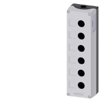 Корпус командных устройств, 22 мм, кругл., материал корпуса: металл, верхняя часть корпуса, цвет: серый, 6 командных пунктов, без комплектации, углубление для табличек, монтаж на полу, вверху и внизу 1 x M25, выбор по требованию заказчика с помощью конфиг