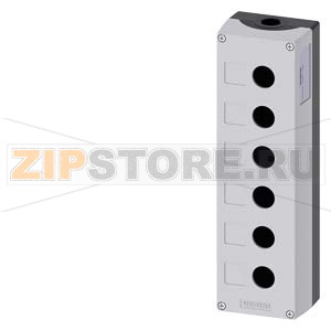 Корпус командных устройств, 22 мм, кругл., материал корпуса: металл, верхняя часть корпуса, цвет: серый, 6 командных пунктов, без комплектации, углубление для табличек, монтаж на полу, вверху и внизу 1 x M25, выбор по требованию заказчика с помощью конфиг 