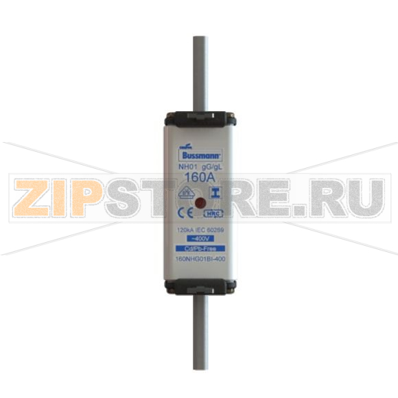 Предохранитель, 160 A, AC 400 В, 120 кА, NH01, gL/gG, IEC Eaton NH FUSE 160A 400V GG/GL SIZE 01 