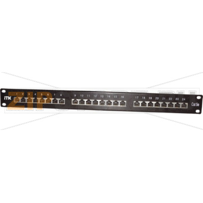 патч-панель UTP, категория 5e, 24 порта (IDC Dual) 