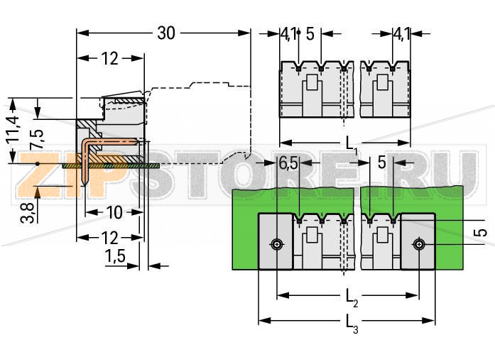 MCS MIDI Вилка THT; 1.0 x 1.0 mm solder pin; угловые; 100% защита от неправильного подсоединения; Шаг контактов 5 мм; 10-пол.; светло-серые Wago 721-440/001-000 Исполнение с выводами под запрессовку обеспечивает крепление к печатной плате без пайки100% защита от неправильного подсоединенияВозможны варианты кодировки...