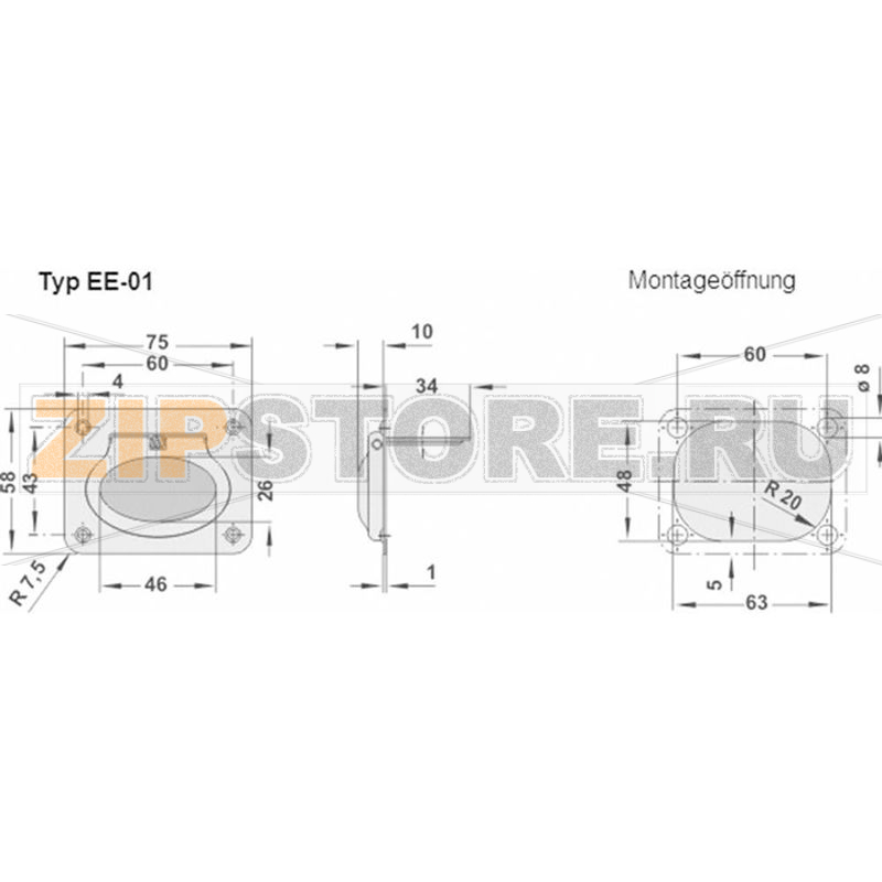 Ручка складная, серебряная, 75х10х58 мм, 1 шт Rohde EE-01.R075.39 