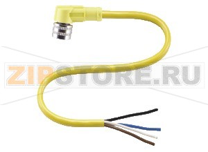 Кабель датчика-исполнительного устройства Cable connector V124-W-YE10M-PUR-H/S Pepperl+Fuchs Описание оборудованияConnecting cable, 1/2" - 20 UNF, 4-pin, irradiated PUR cable