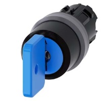 АКТУАТОР ПОВОРОТНОГО ПЕРЕКЛЮЧАТЕЛЯ С КЛЮЧОМ O.M.R., 22MM, КРУГЛ., ПЛАСТИК С МЕТАЛЛИЧЕСКИМ ФРОНТАЛЬНЫМ КОЛЬЦОМ, НОМЕР ЗАМКА 73038, ЧЁРНЫЙ / ГОЛУБОЙ, С 2 КЛЮЧАМИ, 3 КОММУТАЦИОННЫХ ПОЛОЖЕНИЯ: I-O<II, С ФИКСАЦИЕЙ В ЛЕВОМ ПОЛОЖЕНИИ РУКОЯТКИ, БЕЗ ФИКСАЦИИ В ПРА