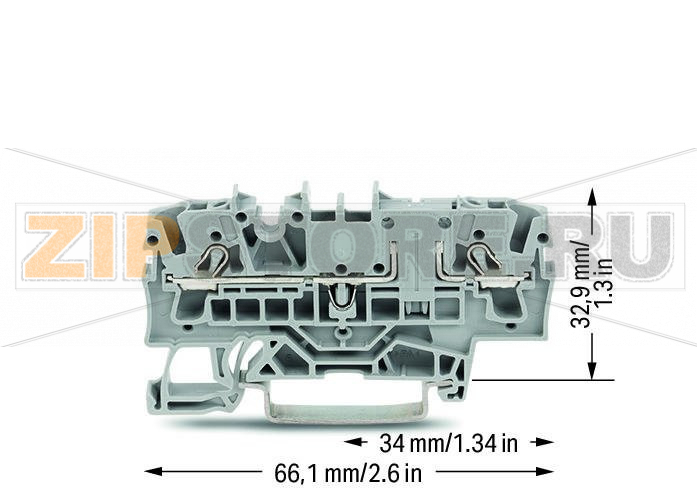 2-conductor through terminal block; 2.5 mm; with test option; same profile as 2-conductor disconnect terminal block; side and center marking; for DIN-rail 35 x 15 and 35 x 7.5; Push-in CAGE CLAMP®; 2,50 mm; gray Wago 2002-1601 