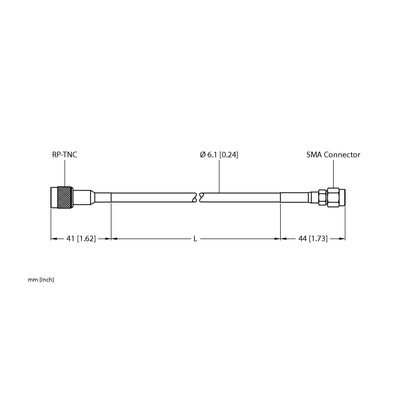 Кабель коаксиальный Turck TN-UHF-CBL-HF240-RPTNC-4-SMA 