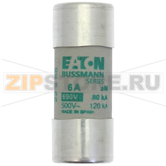 Предохранитель, 6 A, AC 690 В, 80 кА, 22x58 мм, aM, IEC Eaton CYLINDRICAL FUSE 22x58 6A AM 690V 