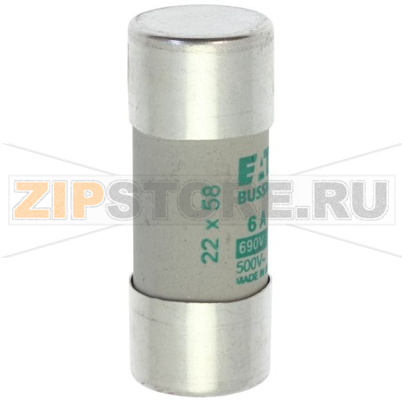 Предохранитель, 6 A, AC 690 В, 80 кА, 22x58 мм, aM, IEC Eaton CYLINDRICAL FUSE 22x58 6A AM 690V 