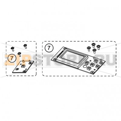 LCD-дисплей в сборе принтера Datamax E-4305P, E-4305L Mark III ЖК-экран в сборе принтера Datamax E-4305P, E-4305L Mark IIIЗапчасть на сборочном чертеже под номером: 7Название запчасти Datamax на английском языке: LCD Assy Kit