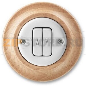 Выключатель жалюзи двухклавишный, белый фарфор/натуральное дерево бук ABB 2CHK598834C4050 