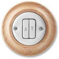 Выключатель жалюзи двухклавишный, белый фарфор/натуральное дерево бук ABB 2CHK598834C4050