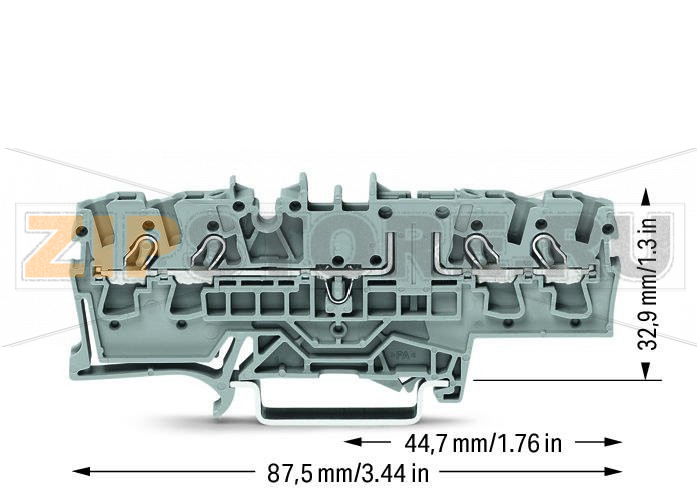 4-conductor carrier terminal block; for DIN-rail 35 x 15 and 35 x 7.5; 2.5 mm; Push-in CAGE CLAMP®; 2,50 mm; gray Wago 2002-1861 