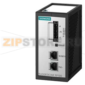 Инжектор питания RP100 для особых условий эксплуатации, 1 медный 100Мбит/с порт, 1 медный 100Мбит/с порт с поддержкой питания через Ethernet (PoE). Siemens 6GK6010-0AP0.-.... 