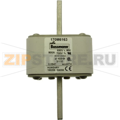 Предохранитель, 900 A, AC 690 В, 200 кА, 3, 76x90x139 мм, aR, DIN, IEC Eaton FUSE 900A 690V 3/1 