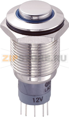 Кнопка антивандальная 250 В/AC, 3 А, 1 x вкл/вкл, с фиксацией, IP67, 1 шт TRU Components LAS2GQH-11ZE/B/12V/N/P 