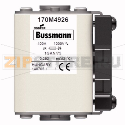 Предохранитель, 400 A, AC 1000 В, 150 кА, size 1, 52x69x74 мм, aR, IEC UL Eaton FUSE 400A 1000 