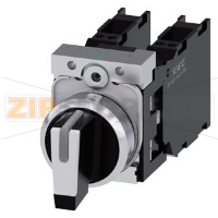 ПОВОРОТНЫЙ ПЕРЕКЛЮЧАТЕЛЬ С ВОЗМОЖНОСТЬЮ ПОДСВЕТКИ, 22MM, КРУГЛЫЙ, МЕТАЛЛИЧЕСКИЙ ГЛЯНЦЕВЫЙ, КОРОТКАЯ ЧЁРНАЯ РУКОЯТКА С БЕЛОЙ ВСТАВКОЙ, 3 КОММУТАЦИОННЫХ ПОЛОЖЕНИЯ I>O <II, КОНТАКТЫ МГНОВЕННОГО ДЕЙСТВИЯ, УГОЛ ПЕРЕКЛЮЧЕНИЯ 2X45 ГРАД., 10:30H/12H/13:30H, С ДЕР