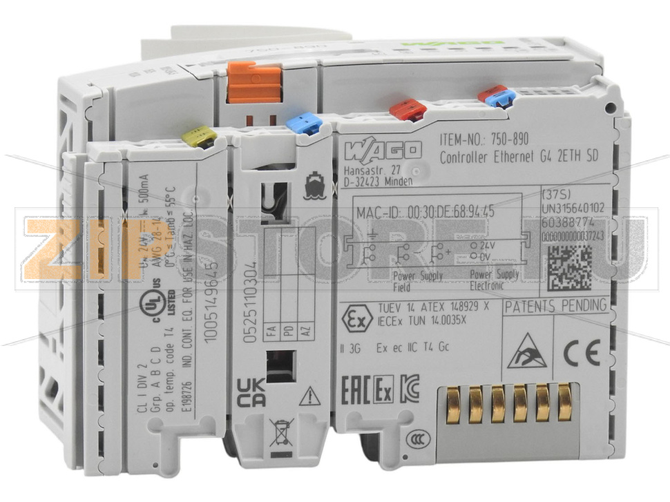 Контроллер Modbus TCP; 4-е поколение; 2 x ETHERNET, слот для карт SD; светло-серые Wago 750-890 