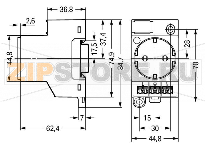 Switchgear cabinet outlet; for DIN-rail and screw mounting; for plug, type F, CEE 7/4 (Schuko); common in DE, NL, AT; with LED status indicator; with Push-in Cage Clamp double connection; light gray Wago 709-581 