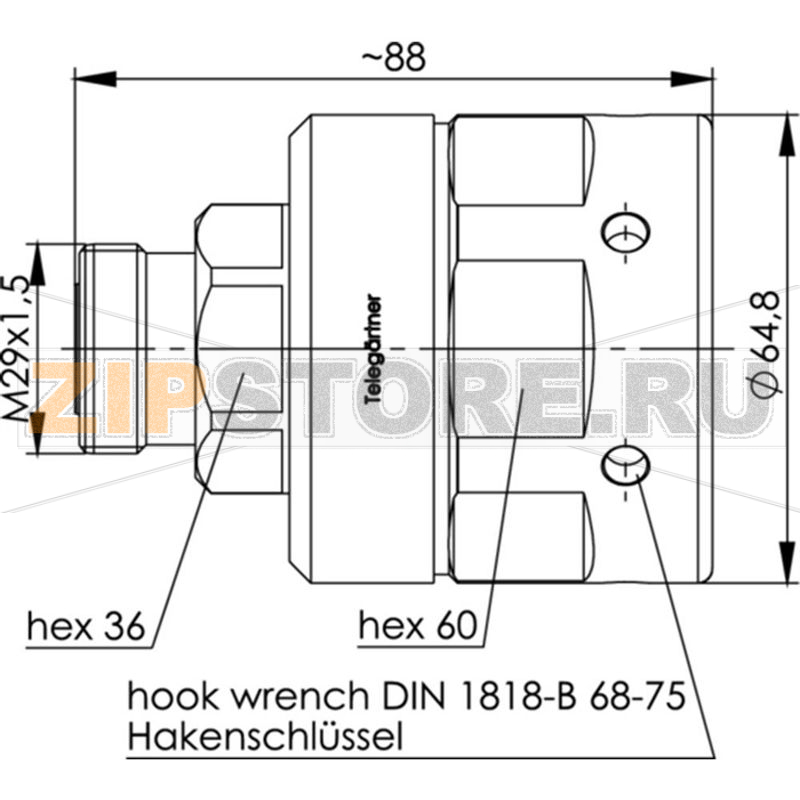Разъем DIN 7-16, 50 Ом, 1 шт Telegärtner J01121G0139 