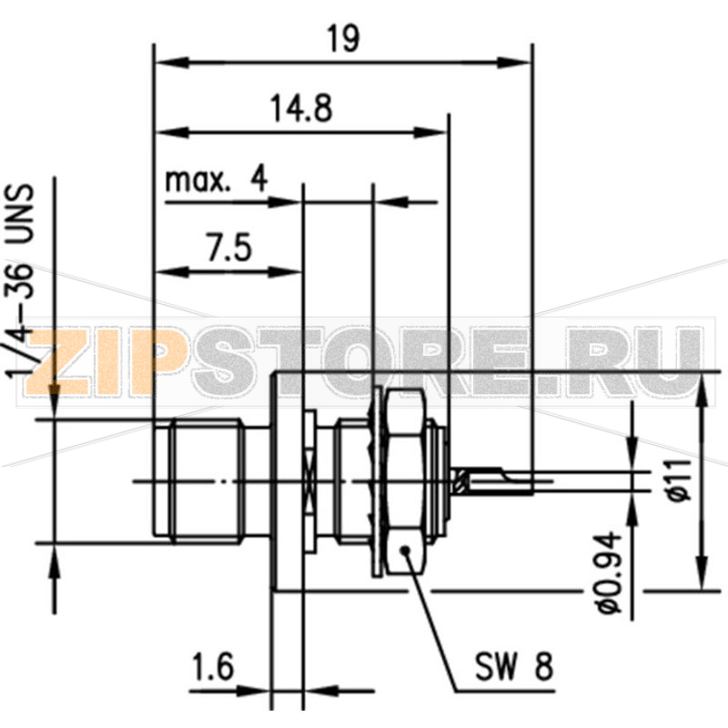 Разъем SMA, 50 Ом, 1 шт Telegärtner J01151A1081 