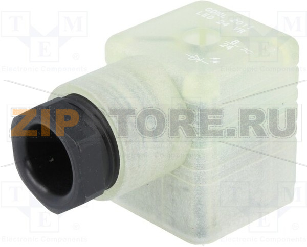 Разъем 8 А, 24 В, DIN 43650A, IP65, 3 контакта Hirschmann GDML 2011 LED 24 VR BLACK 