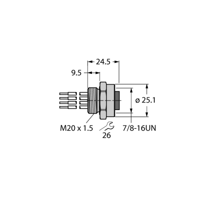 Фланец Turck RKFV 48-0.3M/M20/C1117 