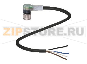 Кабель датчика-исполнительного устройства Female connector V1-W-A2-BK5M-PUR-U Pepperl+Fuchs Описание оборудованияCable socket, M12, LED, 4-pin, PUR cable