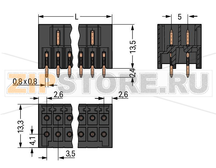 MCS MINI HD Вилка под пайку THR, 2-рядн.; 0.8 x 0.8 mm solder pin; прямые; 100% защита от неправильного подсоединения; Шаг контактов 3,5 мм; 2 x 6-полюсов; черные Wago 713-1406/105-000 Вилки для пайки оплавлением припоя для поверхностного монтажаРазделенные разъемы выводов предотвращают повреждения и обеспечивают вилкам защиту от касания в неподсоединенном состоянии100% защита от неправильного подсоединенияВозможны варианты кодировки...