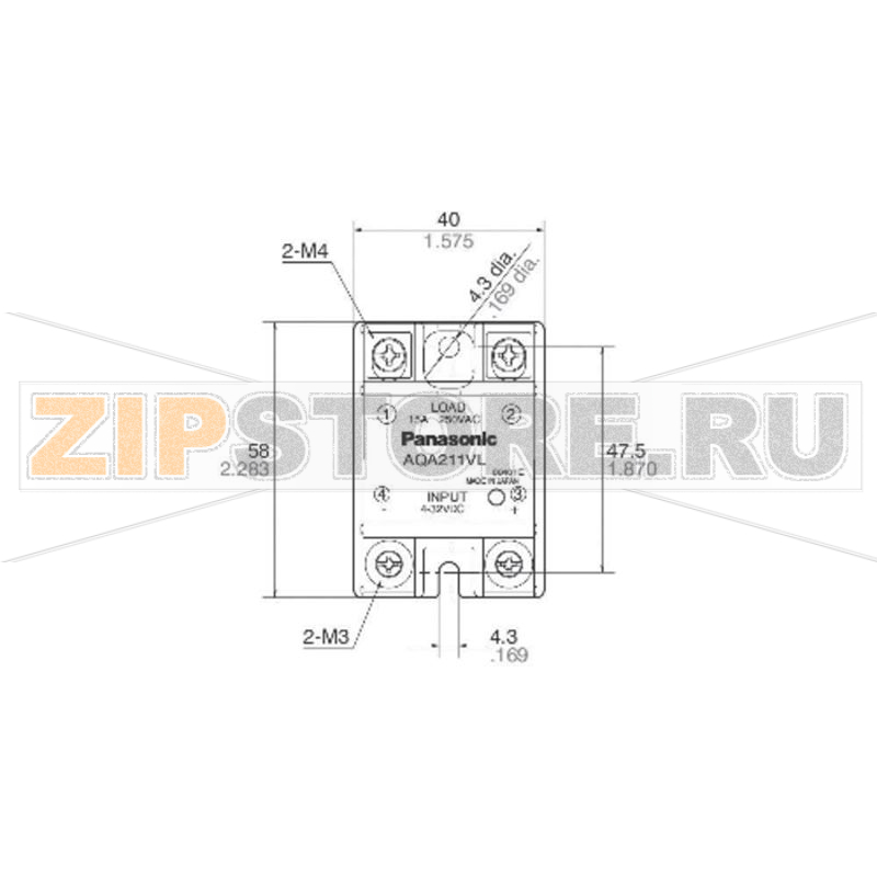 Реле твердотельное 40 А, 250 В/AC, 1 шт Panasonic AQA611VL 