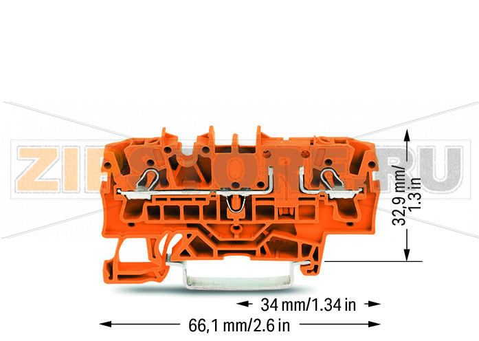 2-conductor through terminal block; 2.5 mm; with test option; same profile as 2-conductor disconnect terminal block; side and center marking; for DIN-rail 35 x 15 and 35 x 7.5; Push-in CAGE CLAMP®; 2,50 mm; orange Wago 2002-1602 
