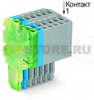 2-проводная розетка; 1,5; 8-пол.; 1,50 mm; желто-зеленые,синие,серые Wago 2020-208/000-039