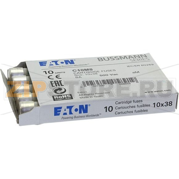 Предохранитель, 8 A, AC 500 В, 120 кА, 10x38 мм, aM, IEC Eaton CYLINDRICAL FUSE 10x38 8A AM 500 