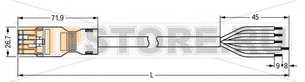 pre-assembled connecting cable; Eca; Socket/open-ended; 5-pole; Cod. A; H05VV-F 5G 1.5 mm; 3 m; 1,50 mm; white Wago 891-8995/106-302 Protected against mismating and maintenance-freeLow profile with 4.4 mm pole spacing...